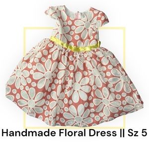 Handmade Floral Pink Yellow Dress